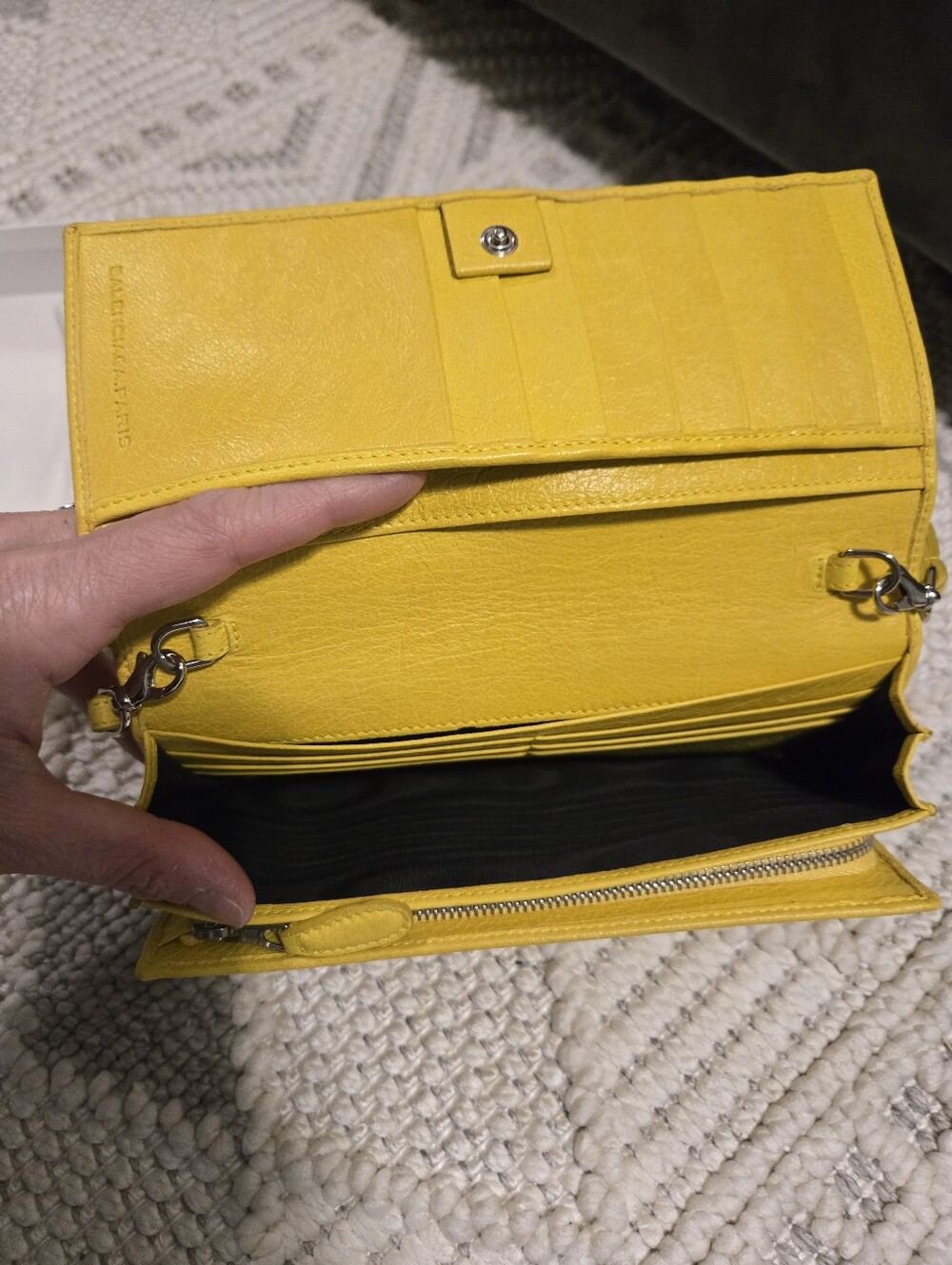 Balenciaga Yellow Leather Wristlet Shoulder Clutch - Picture 8 of 9